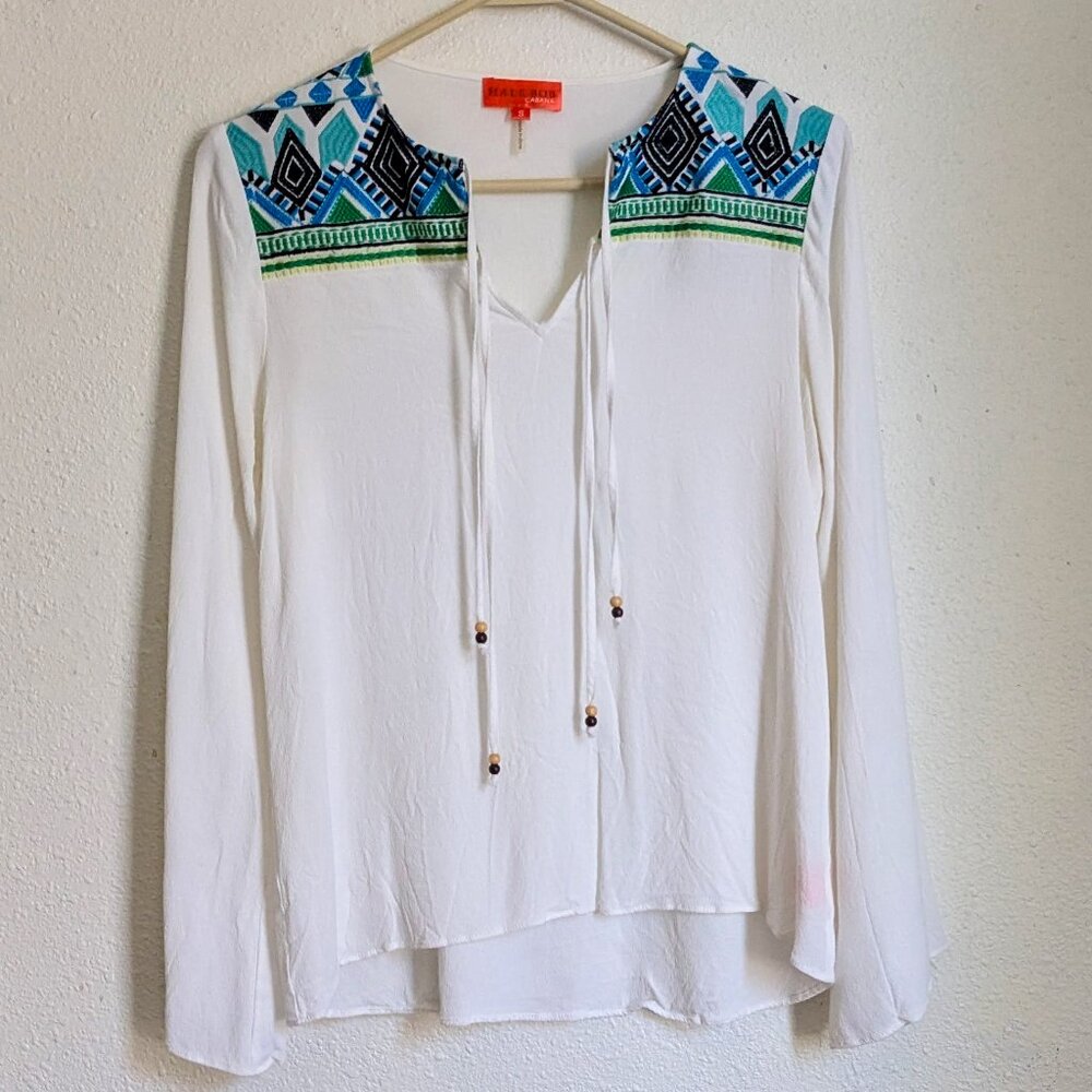 Hale Bob Cabana Embroidered Boho Tunic Top S
